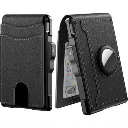🔥Portemonnee voor mannen - met Pop Up Aluminium Case Geldclip Slanke lederen sleuven creditcard houder RFID Blokkeren Bifold Minimalistische portemonnee